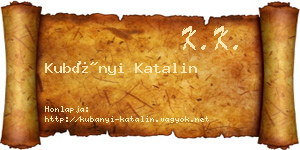 Kubányi Katalin névjegykártya